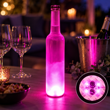 LED flaskljus rosa skumkudde 50x - med självhäftande tejp