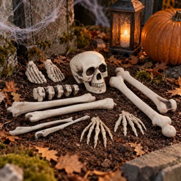 Halloween skalle och ben skelett 12 delar - 25 cm