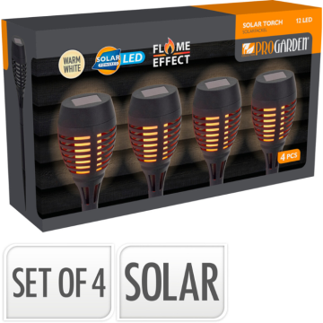 LED Solcellsdriven Trädgårdsfackla 4x 