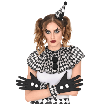 Svart/vit harlekin kostym - 3 delar