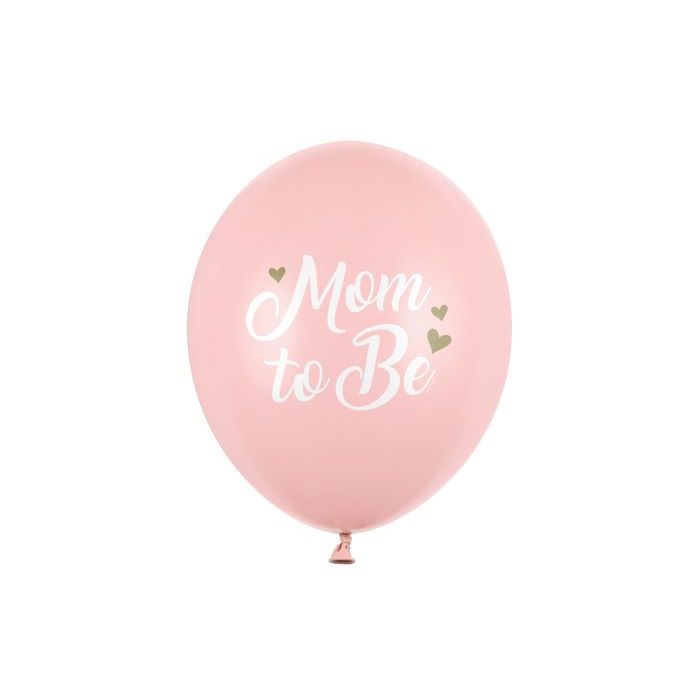 Rosa babyshower ballonger med vit text 6x - Ø 30 cm