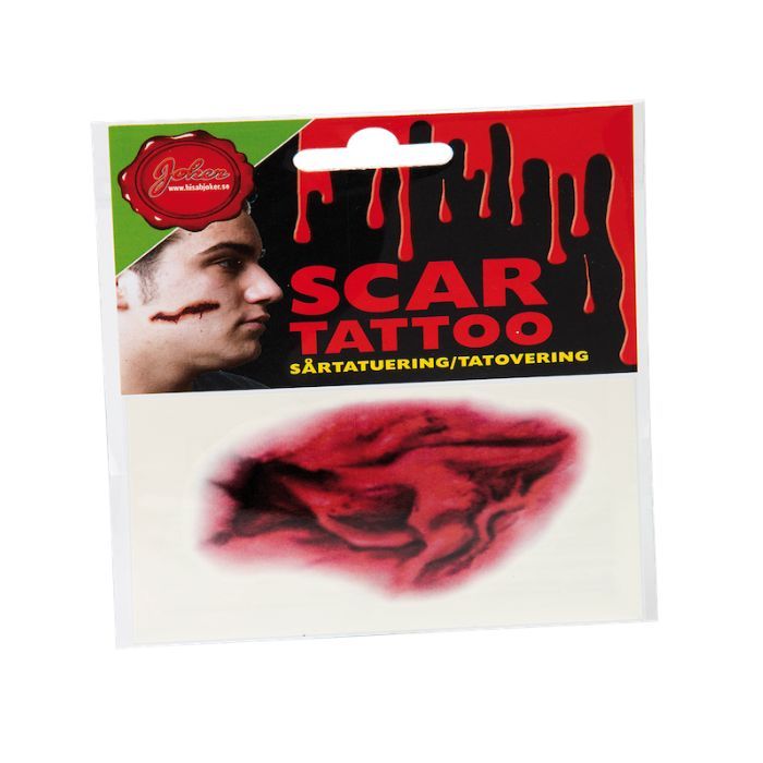 Blodigt sår konstig halloween tatuering  9 cm 
