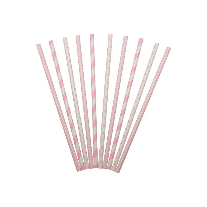Papperssugrör rosa mix 24x