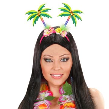 Rosa Hawaii hårband med färgglada palmer - onesize