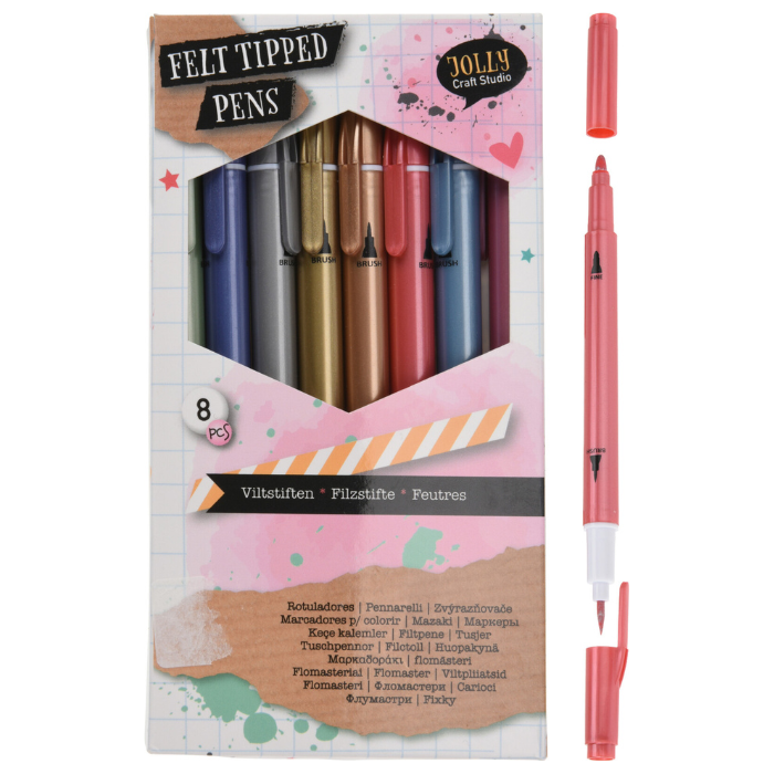 Metallisk twin markers 8 st 