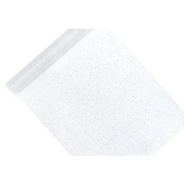 Organza Bordsduk Vit Pärlmönster - 9 Meter