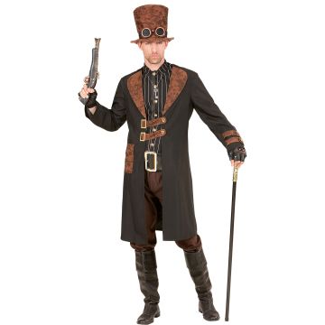 Steampunk kostym med kappa och hatt