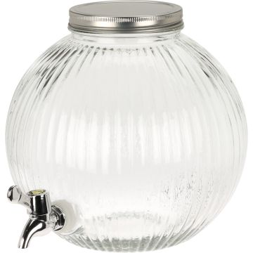 Dryckesdispenser i ribbat glas med kran 5,5 liter