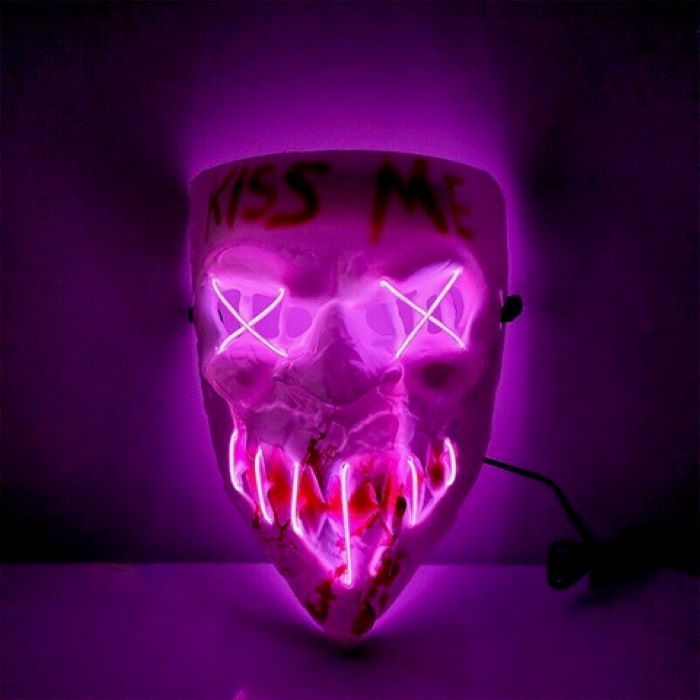 Skrämmande halloween LED-mask - Mask med röd text