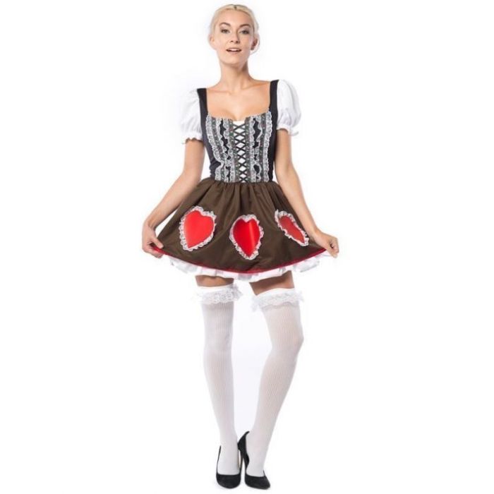 Oktoberfestklänning med röda hjärtan heidi