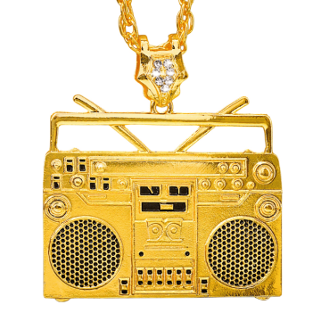 Ghettoblaster guld halsband - 75 cm