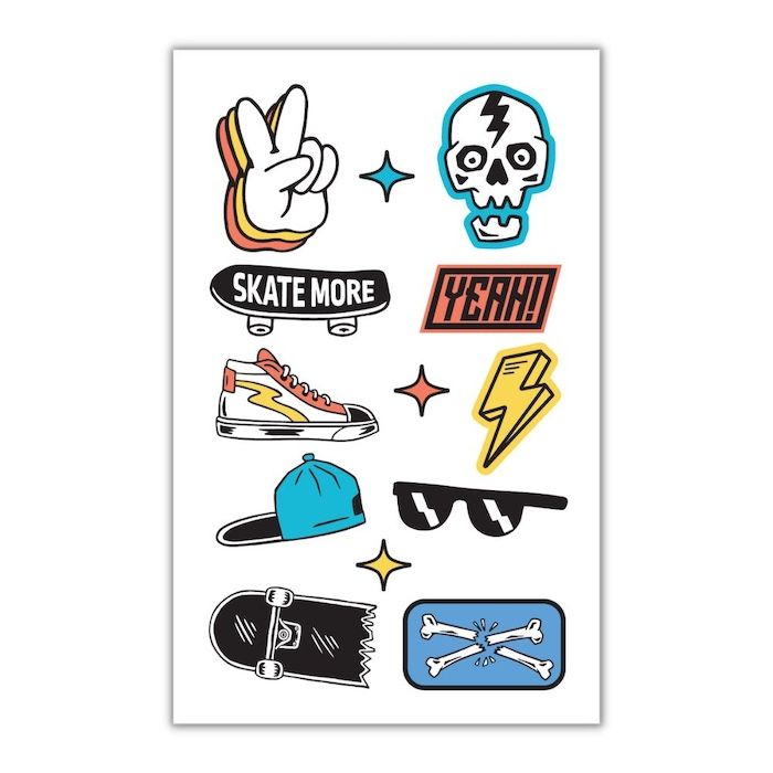 Skateboardtatueringar tillfälliga 13x 