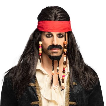 Piratperuk svart hår - onesize