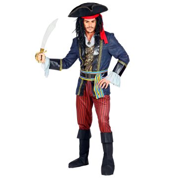 Detaljerad piratkaptens kostym för herrar