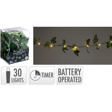 Efeugirlang med 30 LED-lampor 290 cm