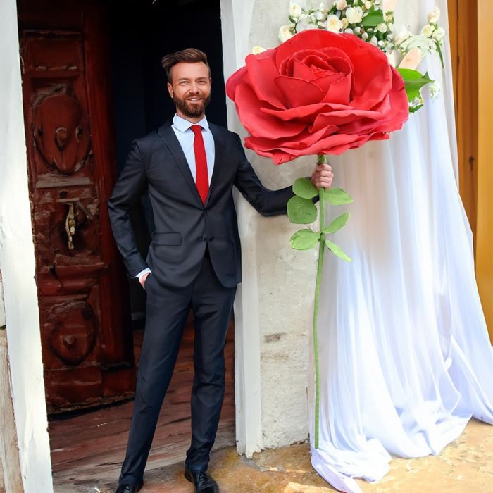 XXL röd ros 160 cm