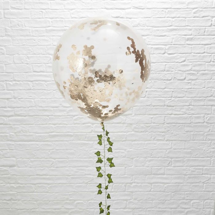 Stora Ballonger med Roséguld Konfetti 3x - 90 cm