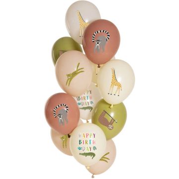 Happy birthday ZOO ballonger 12x - 33 cm