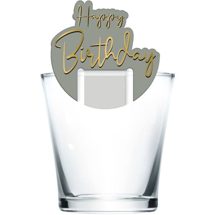 "Happy Birthday" Drinksmarkörer Golden Dawn 6x