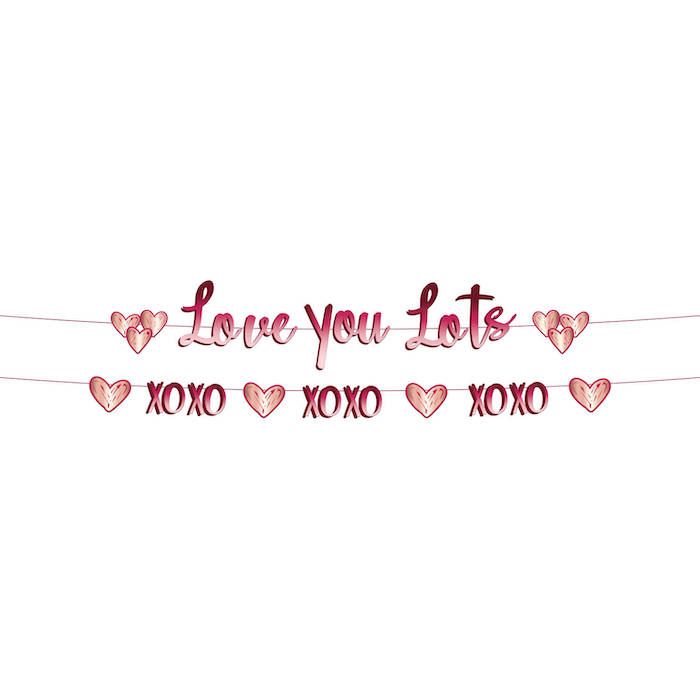 "Love You Lots" hjärt-girland - 14 x 150 cm