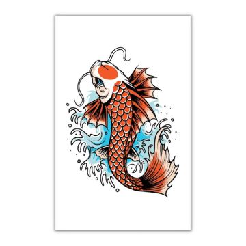 Falsk och temporär japansk koi fisk tatuering 10.5x20 cm 