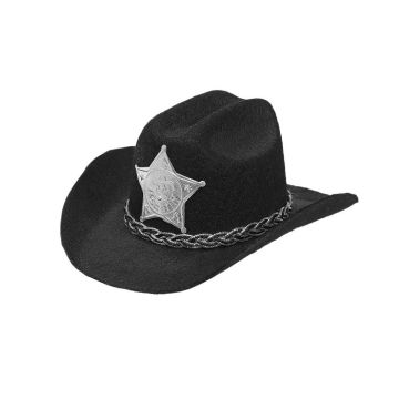 Svart mini sheriff cowboyhatt - onesize