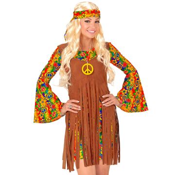Hippietjej klänning med väst och fredssymbol
