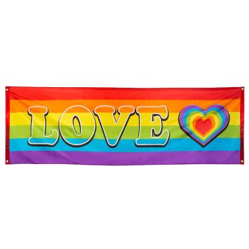 "Love" regnbågsbanner - 74x220 cm