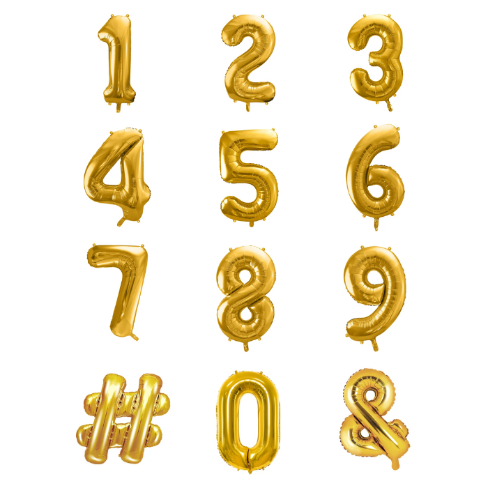 Nummerballonger guld - 35 cm