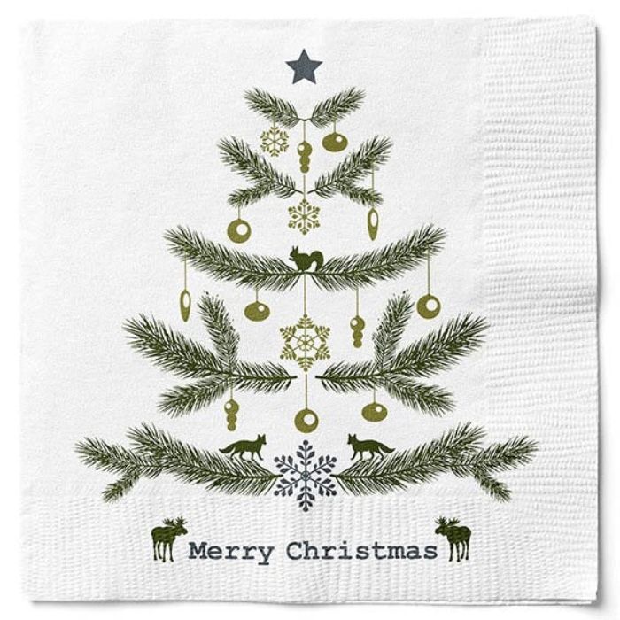Servetter med julgran Merry Christmas 20x Det Gamla Apoteket