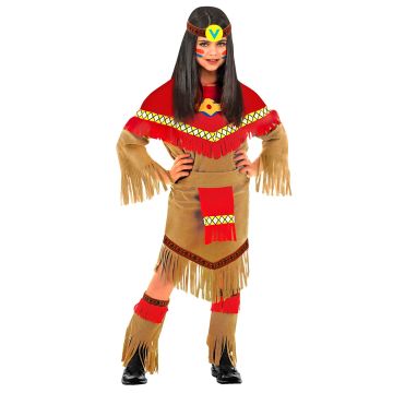 Indianskt flickkostym för barn - 4 delar