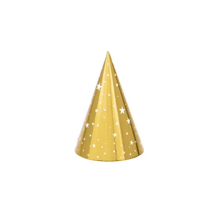 Festhattar med stjärnor guld 6x - 16 x 10 cm