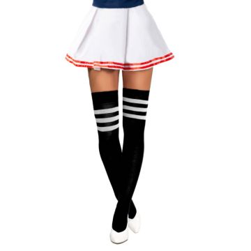 Cheerleader knästrumpor one-size svart och vitt