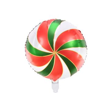 Godisfolieballong i röd, vit och grön - 35 cm
