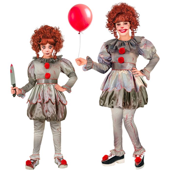Skrämmande clownklänning för tjejer