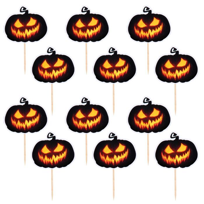 Skrämmande halloween pumpa matpinnar 12x - 12 cm