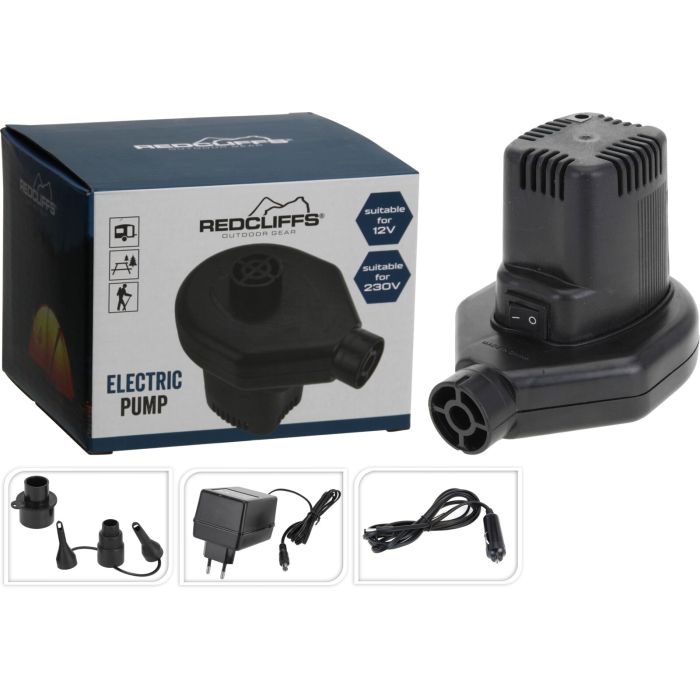 Elektrisk pump 12V/230V med 3 munstycken