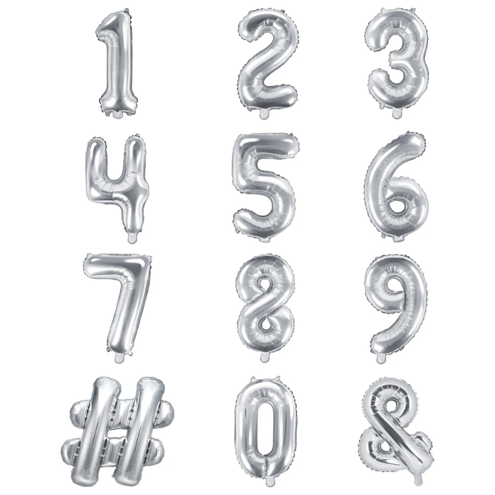 Sifferballonger silver - 35 cm