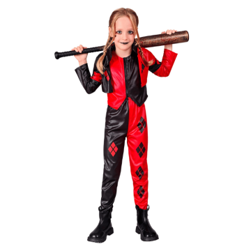 Röd/Svart harlekin kostym för barn