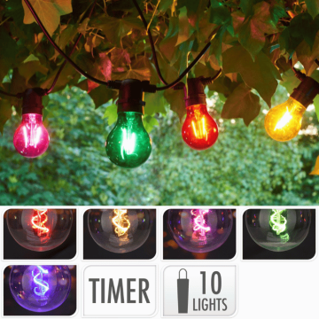 Ljusslinga multifärgad 10x glödlampor - 9,5 m