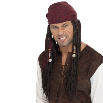 Piratperuk med bandana och flätor - onesize