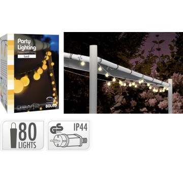 Ljusslinga med 80 LED i varm vit och vita kulor