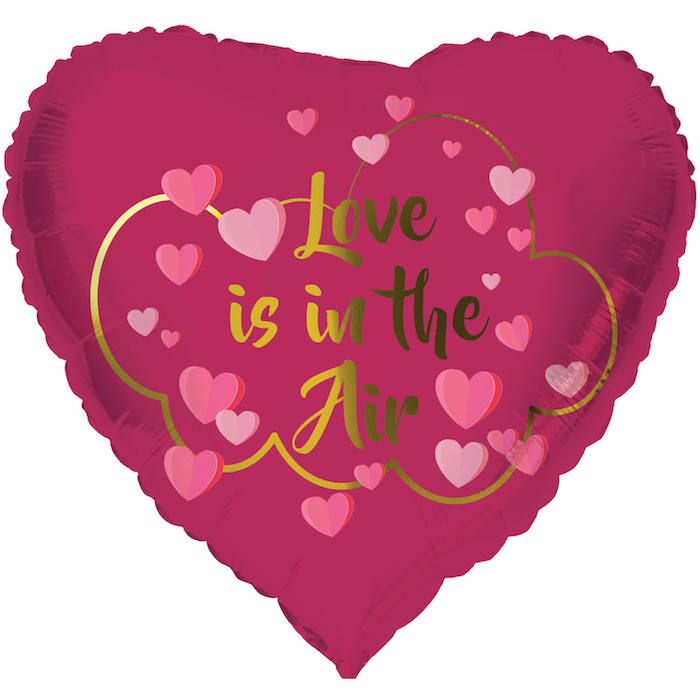 "Love Is In The Air" Hjärtfomad Folieballong - 45 cm