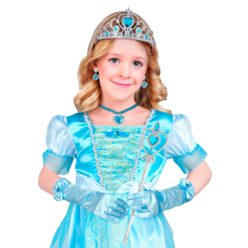 Blå prinsessset för barn - 6 delar