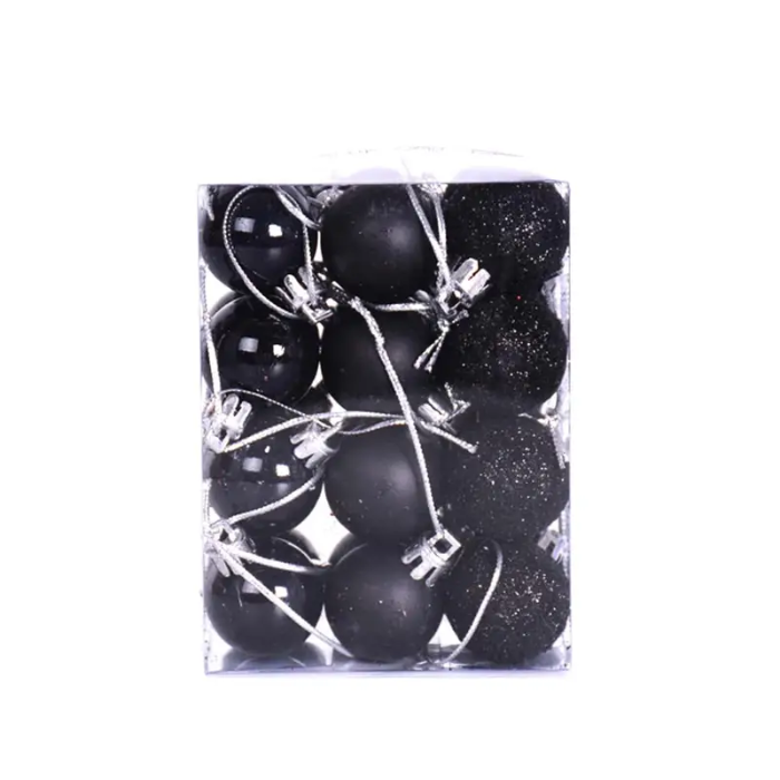 Svarta julekuglor 36x - 3 cm 