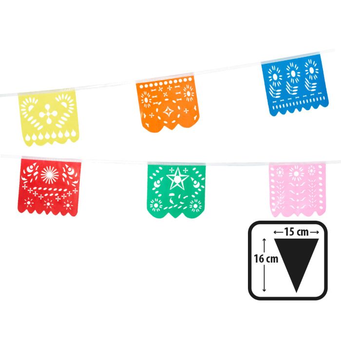 Multicolor mexikansk fiesta plastgirlang - 6 m