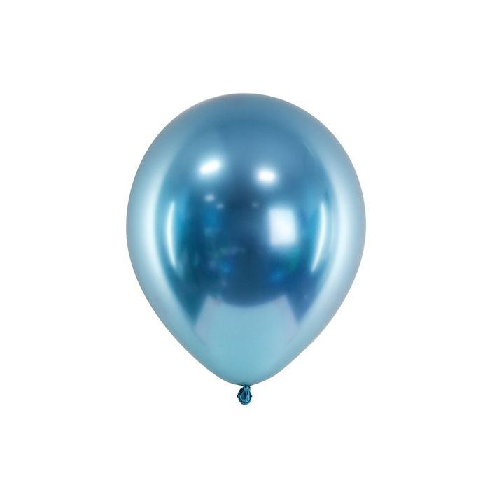 Blå Krom ballonger 10x - 30 cm