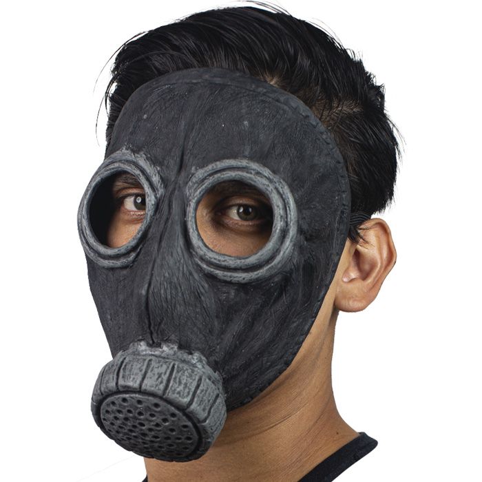 Svart gasmask i latex