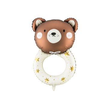 Bamse baby rangle folieballong med guldstjärna - 88x61 cm