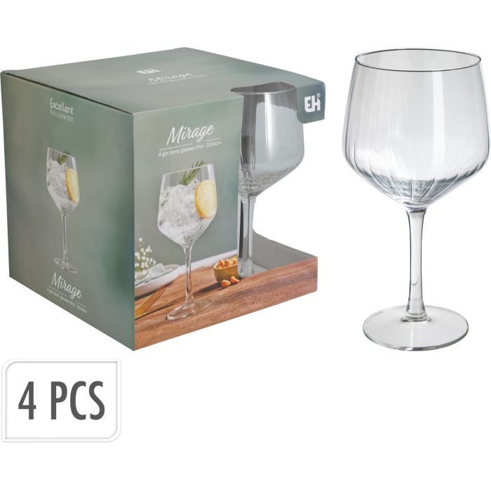 Ribbade gin och tonic-glas, 4 st., 61 cl